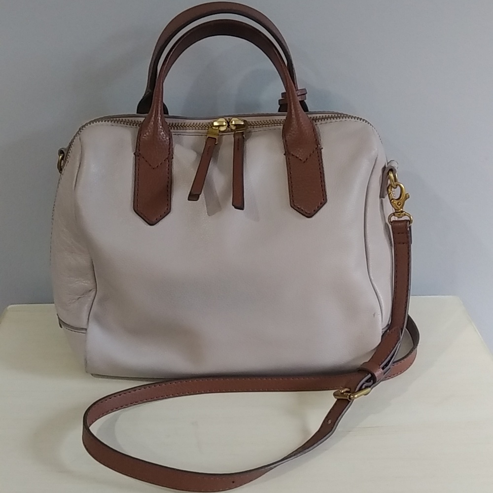 Fossil crossbody bag grey and brown leather